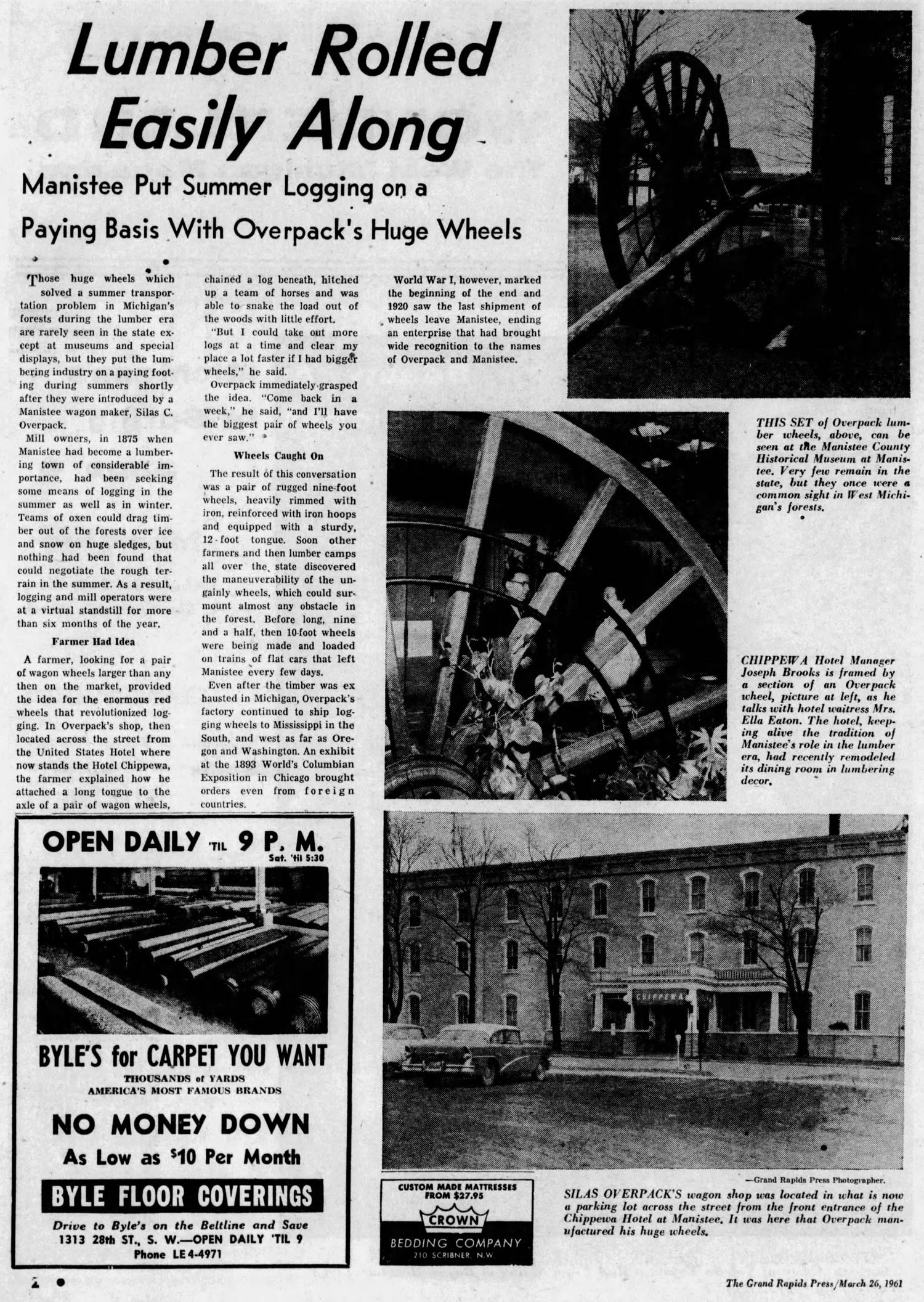 Chippewa Hotel (Hotel Chippewa) - March 1961 Article (newer photo)